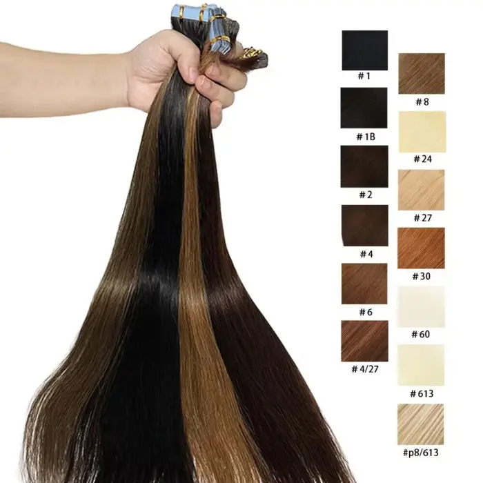 Extensiones de cabello humano 100% Remy Natural de cinta o tape