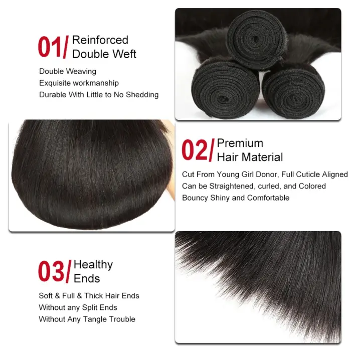 Extensiones de cabello liso peruano , de 8 a 30 pulgadas, 100% cabello humano - Imagen 2