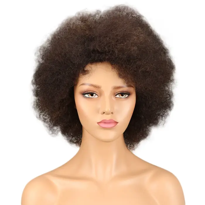 Pelucas de cabello humano brasileño Afro rizado Bob - Imagen 7