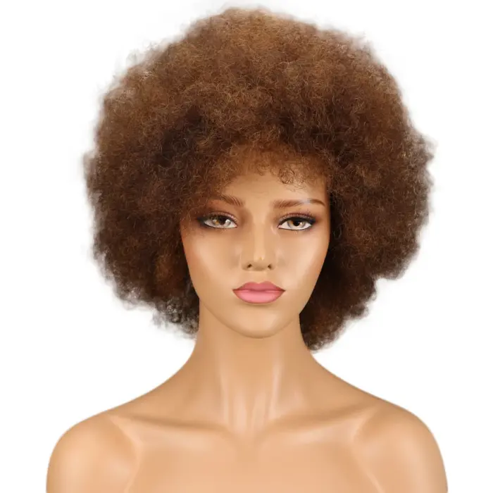 Pelucas de cabello humano brasileño Afro rizado Bob - Imagen 8