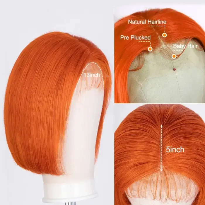 Pelucas de cabello humano brasileño color naranja jengibre - Imagen 2