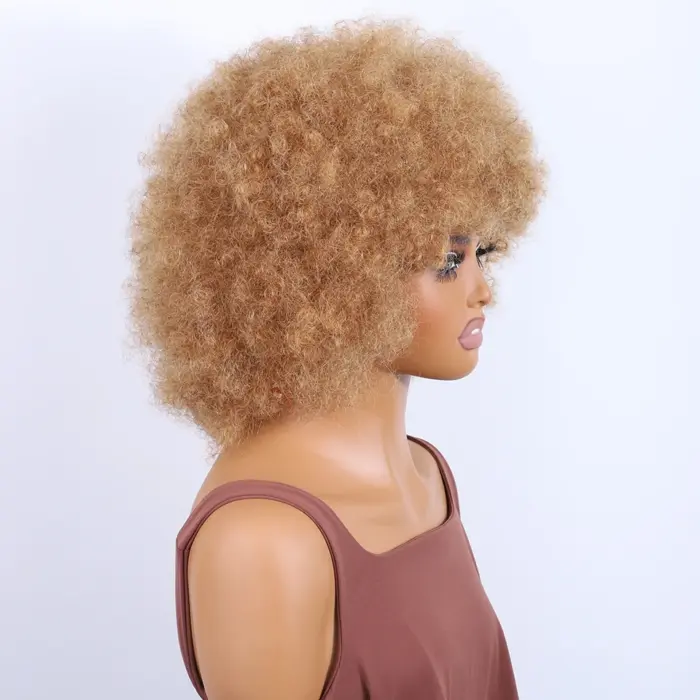 Pelucas de cabello humano brasileño Afro rizado Bob - Imagen 6