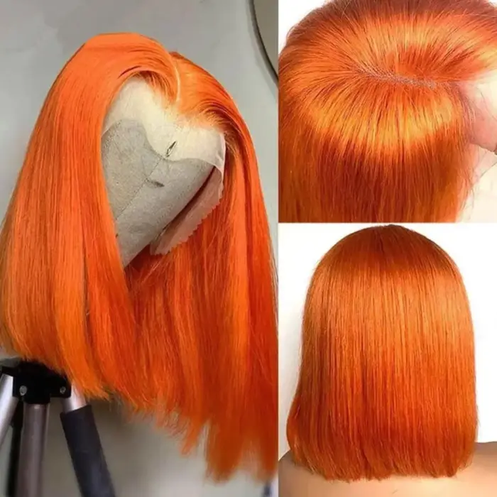 Pelucas de cabello humano brasileño color naranja jengibre - Imagen 3