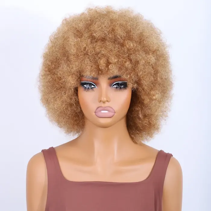 Pelucas de cabello humano brasileño Afro rizado Bob - Imagen 3