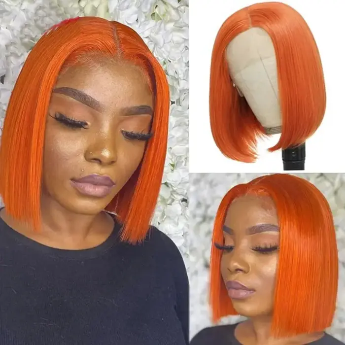 Pelucas de cabello humano brasileño color naranja jengibre