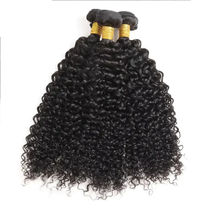 Extensión de cabello humano rizado brasileño negro oscuro, Remy Jerry Curl 1